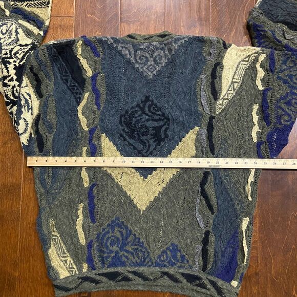 Coogi Classic Vintage 3D Knit Linen Cotton Multicolor V-Neck Sweater Men's L - Picture 7 of 8